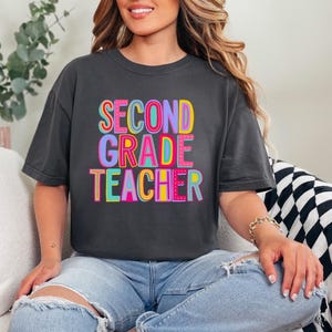 Neon second grade teacher transfer - HTV transfer - DIY Transfer - back to school - school - teacher - second grade - second - heat transfer