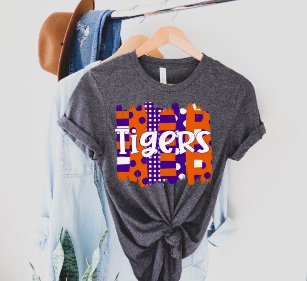 Brushstroke Tigers Htv Purple and Orange Tigers HTV Etsy