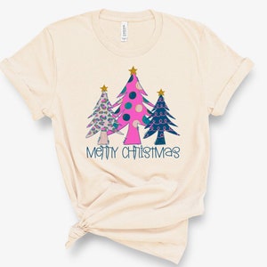 HTV Transfer - DIY Transfer- colorful Christmas tree trio- patterned- Christmas