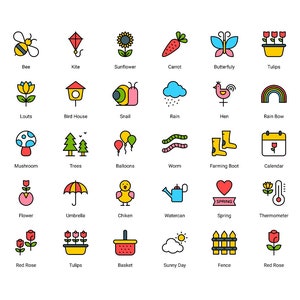 Conjunto de contornos de color PRIMAVERA svg/ai