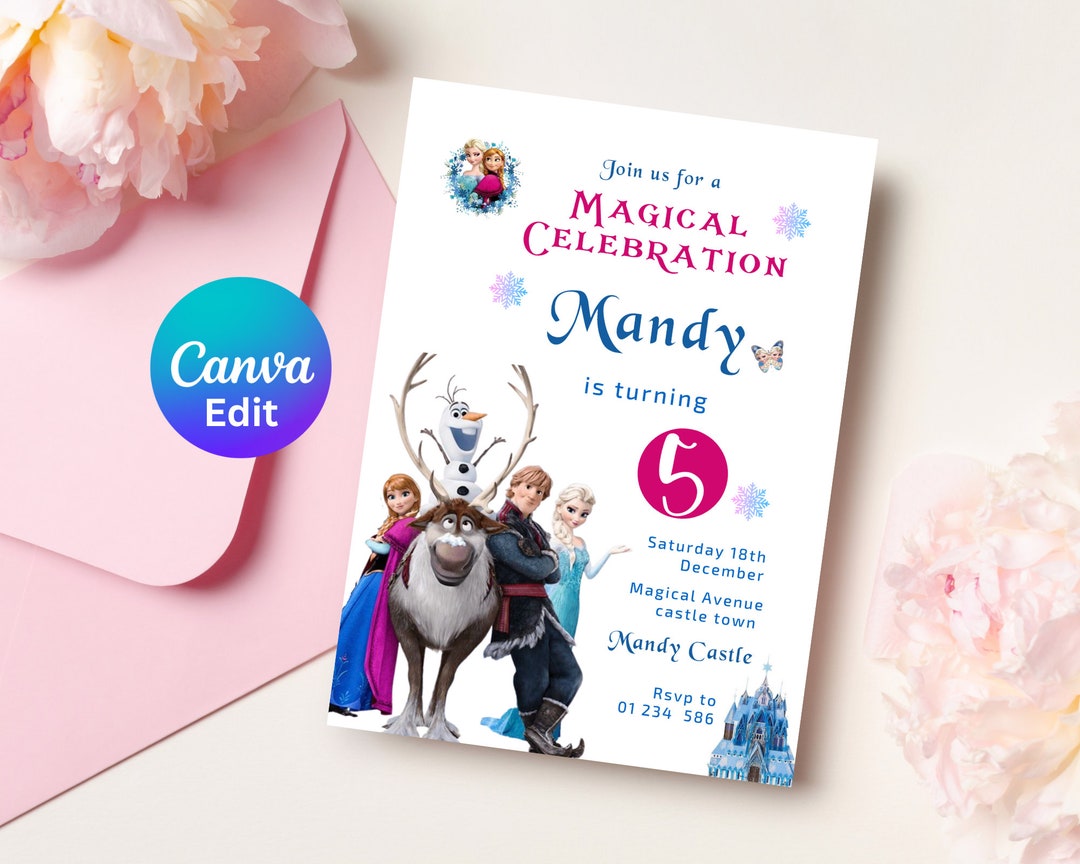 Anna and Elsa Frozen Birthday Invitation Kids Party Evite Olaf Etsy