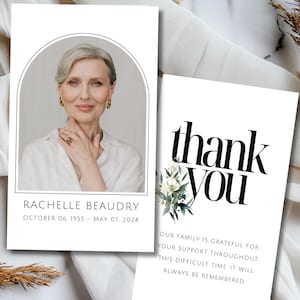 Black and White Funeral Prayer Card Template, Praye card, Simple Photo Prayer Card, in loving memory, INSTANT Download 3"x5"