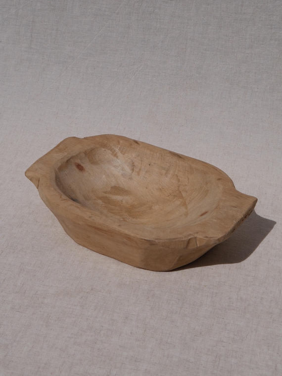 Rustic Wooden Trough Handcrafted Mini Dough Bowl