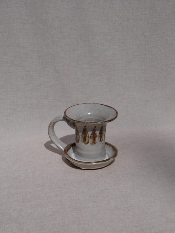Handmade Pottery Chamber Stick Candle Holder | Boho Primitive Vase with Handle