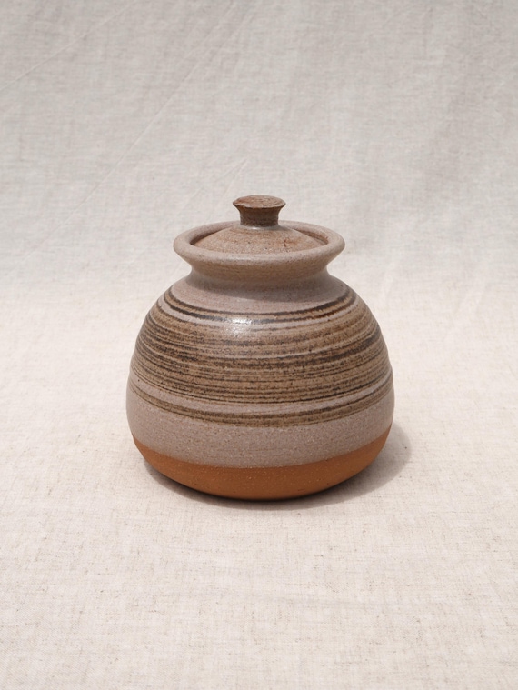 Studio Pottery Honeypot with Lid Hand-Thrown Ceramic