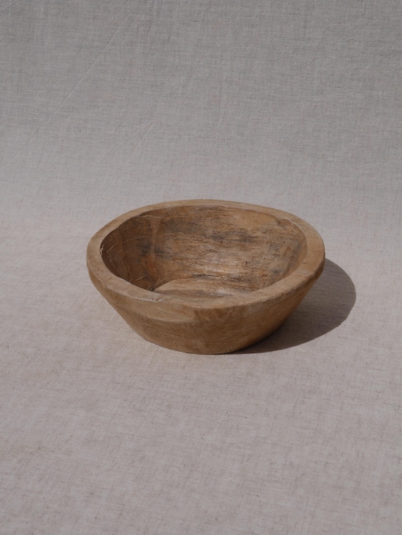 Round Rustic Wooden Trough Handcrafted Mini Dough Bowl