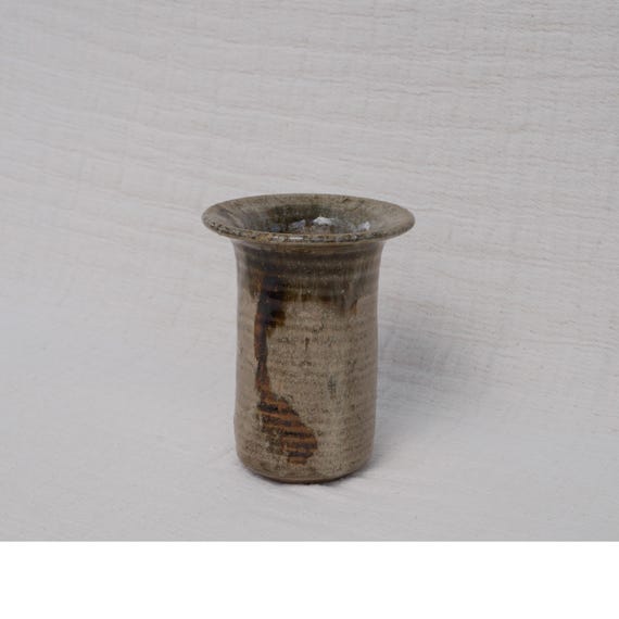Glazed Pottery Vase, Organic Earthy Brown Decor (4.5 inch)