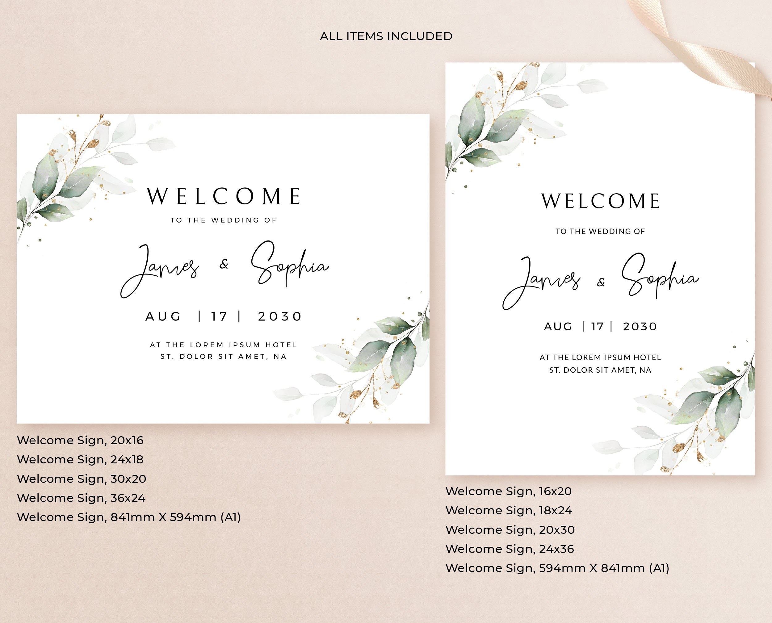 Wedding Simple Welcome Sign, Welcome Sign Poster, Floral Wedding Sign ...