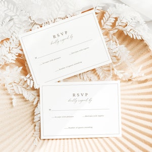 Monogram and Border RSVP Card, Simple Wedding RSVP, Minimal Wedding Response Cards, Wedding Kindly Reply Card Template, DIY Printable