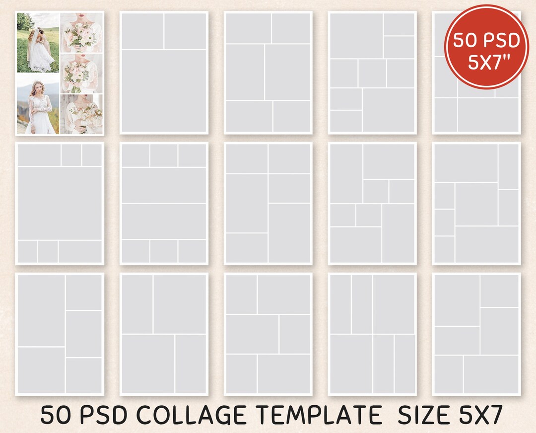 50 5x7 Photo Collage Template Landscape & Portrait Templates Etsy