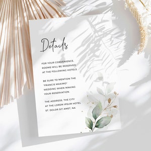 Modelo de cartão de detalhes simples de casamento, cartão de detalhes de casamento simples, convite de inserção de cartão de detalhes, cartão de detalhes para casamentos, editável