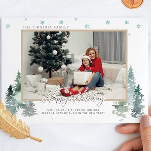 13 x 20 cm Foto Weihnachtskarten Vorlage: Fotokarten Vorlage, Familien Kartenvorlage, Urlaubskarte druckbare Vorlage, Urlaubs Fotokarten CD 9