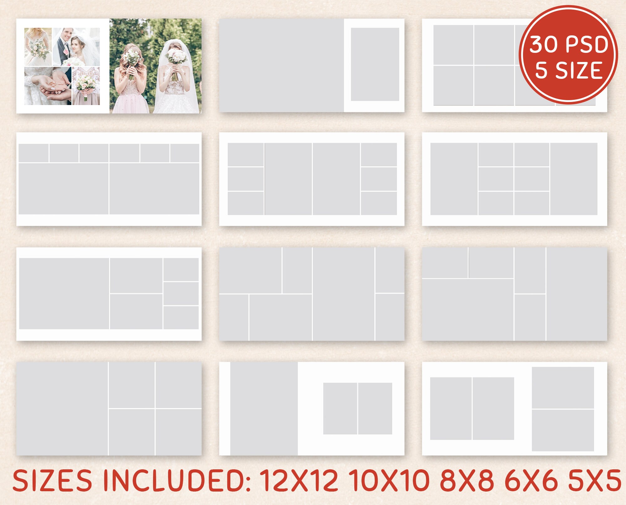 Photo Collage Template Wedding album template Photography | Etsy
