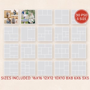Storyboards, Instagram Collage Fotocollagenvorlagen, Hochzeitsfotografie Collagevorlagen 16x16 12x12, 10x10, 8x8, 6x6, 5x5 WTC12