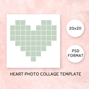 Heart photo collage, Blog template, Heart collage template, Photo collage, Modern photo collage template Heart Photo Collage Template H3