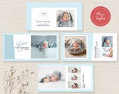 12x12 Blue Baby Photo Album Template, Baby Photo Book Template, Photography Album Template for Photoshop, accordion book template | BA50