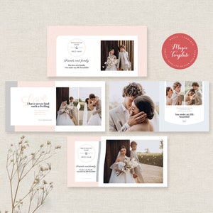 12x12 Pink wedding template, 8X8 photoshop template light pink photo book album template, accordion album template & photoshop template