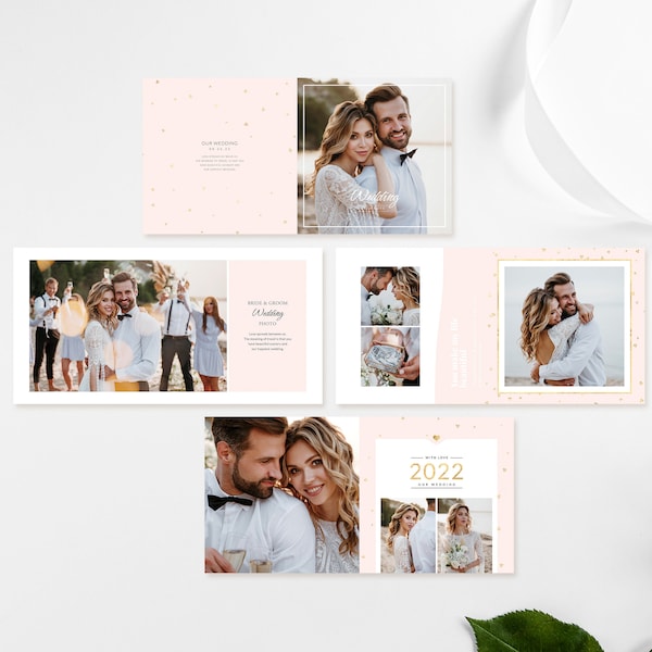 12X12 Pink and gold template, Wedding Photo Album, Wedding Album Template, Wedding Template，Wedding Photobook Photoshop Templates,