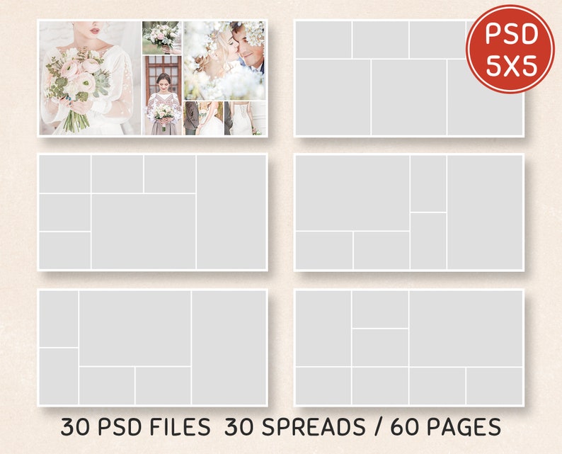 5x5 Wedding Photo Collage Album Template Photo Collages / Etsy