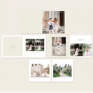 12x12 Light Green Template Wedding Photo Album Template for Photographer, Collage Photo, 15 Spreads (30 Pages) Wedding Photobook Templates