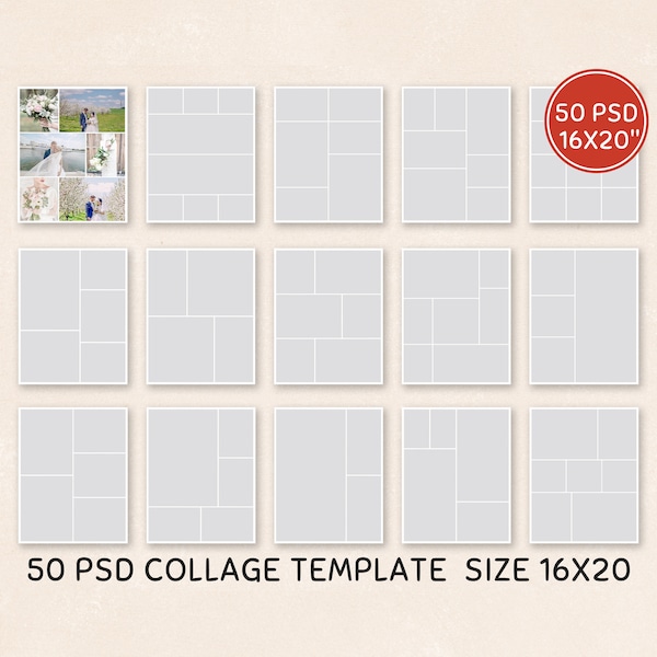 50 16x20 Photo collage template landscape & portrait templates photo collage storyboard,  photo board template, wedding template