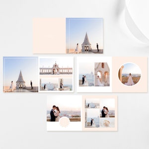 12x12 Light Pink Wedding Photo Album Template for Photographer, 15 Spreads (30 Pages) Collage Photo, Wedding Photobook Templates