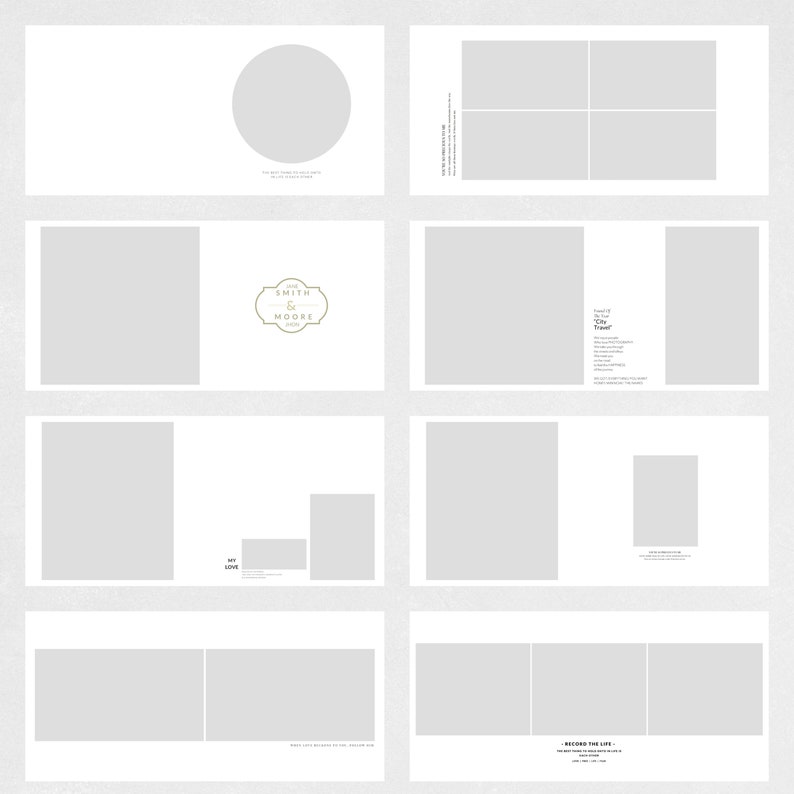 12x12 Wedding Photo Album Template for Photographer, Collage Photo, 15