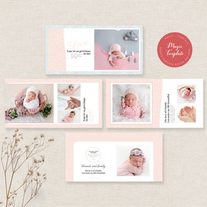 12x12 Baby Girl Photo Album Template, Baby Photo Book Template, Photography Album Template for Photoshop, accordion book template | BA50