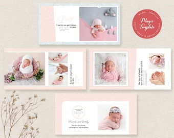 12x12 Baby Girl Photo Album Template, Baby Photo Book Template, Photography Album Template for Photoshop, accordion book template | BA50