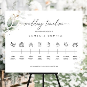 Wedding Simple Timeline Board Template, Modern Order of Events Sign Template, Printable Timeline Wedding Sign, Wedding Program Template