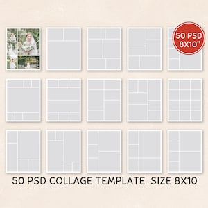 50 8x10 Photo collage template landscape & portrait templates Photo Template Design, Photography Templates, Wedding Collages