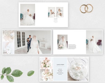Plantilla de álbum de fotos de boda de 12 x 12 para fotógrafo, 15 páginas (30 páginas), fotos de collage, plantillas de fotolibros de boda, ¡DESCARGA INSTANTÁNEA!