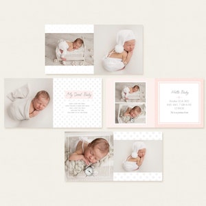 12x12 Pink Newborn Accordion template: Baby  Photo album  Templates, Newborn Photo Book Photoshop Templates, Newborn Photo album BA01