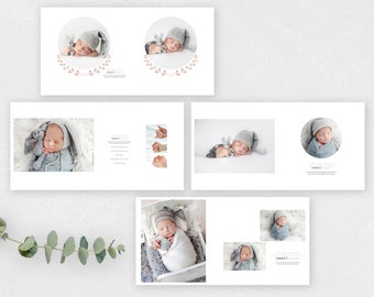 Plantilla de álbum de fotografía de 12 x 12 para Photoshop Plantilla de álbum de bebé para fotógrafos: plantilla de álbum del primer año del bebé, ¡DESCARGA INSTANTÁNEA!