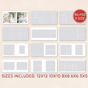 Wedding album Photo collage Template, Family photo collage, Newborn Template for Photographers, Includes 12x12, 10x10, 8x8, 6x6, 5x5 WTC03