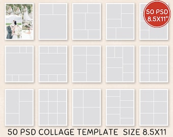 50 8.5x11 Photo Album Template Pack,  Photo Collage, Yearbook Templates, Photo Template, Scrapbook Template, Photoshop, Collage Templates