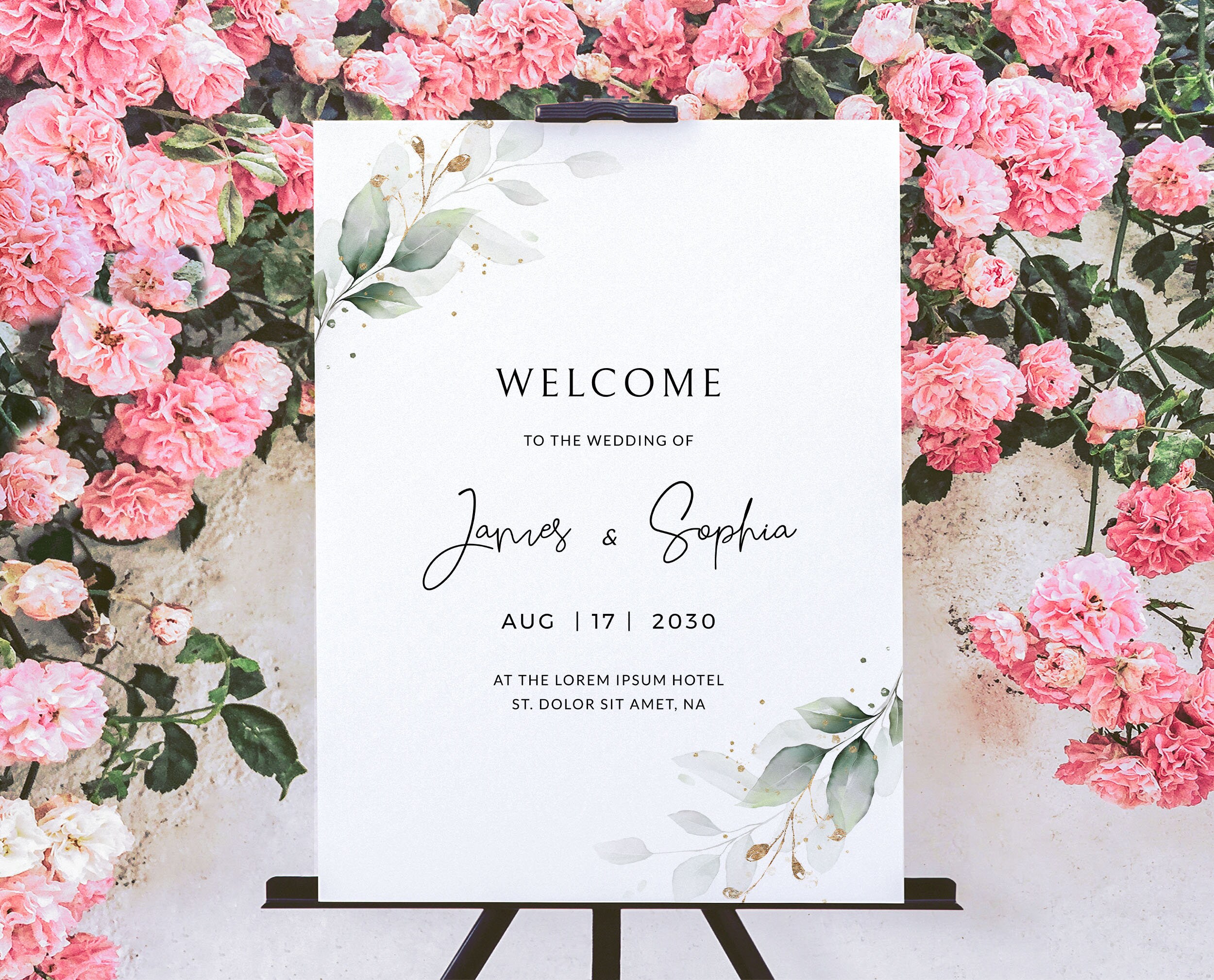Wedding Simple Welcome Sign, Welcome Sign Poster, Floral Wedding Sign ...