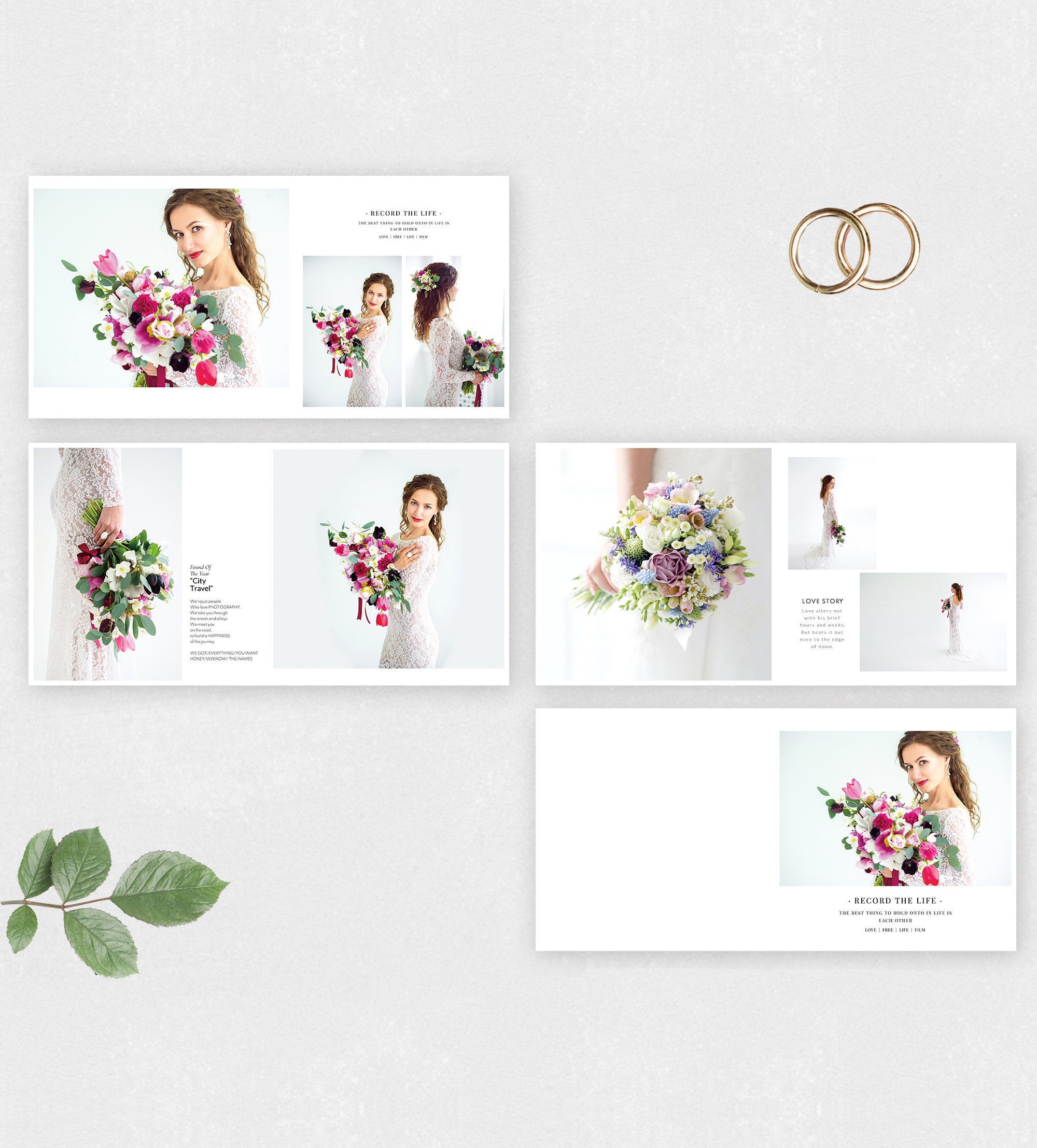 Photobook Cover Template for Square Wedding Album, Instant