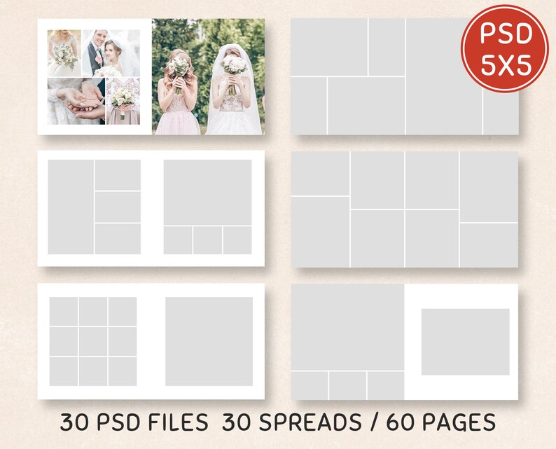 5x5 Photo Collage Template Wedding Album Template Etsy