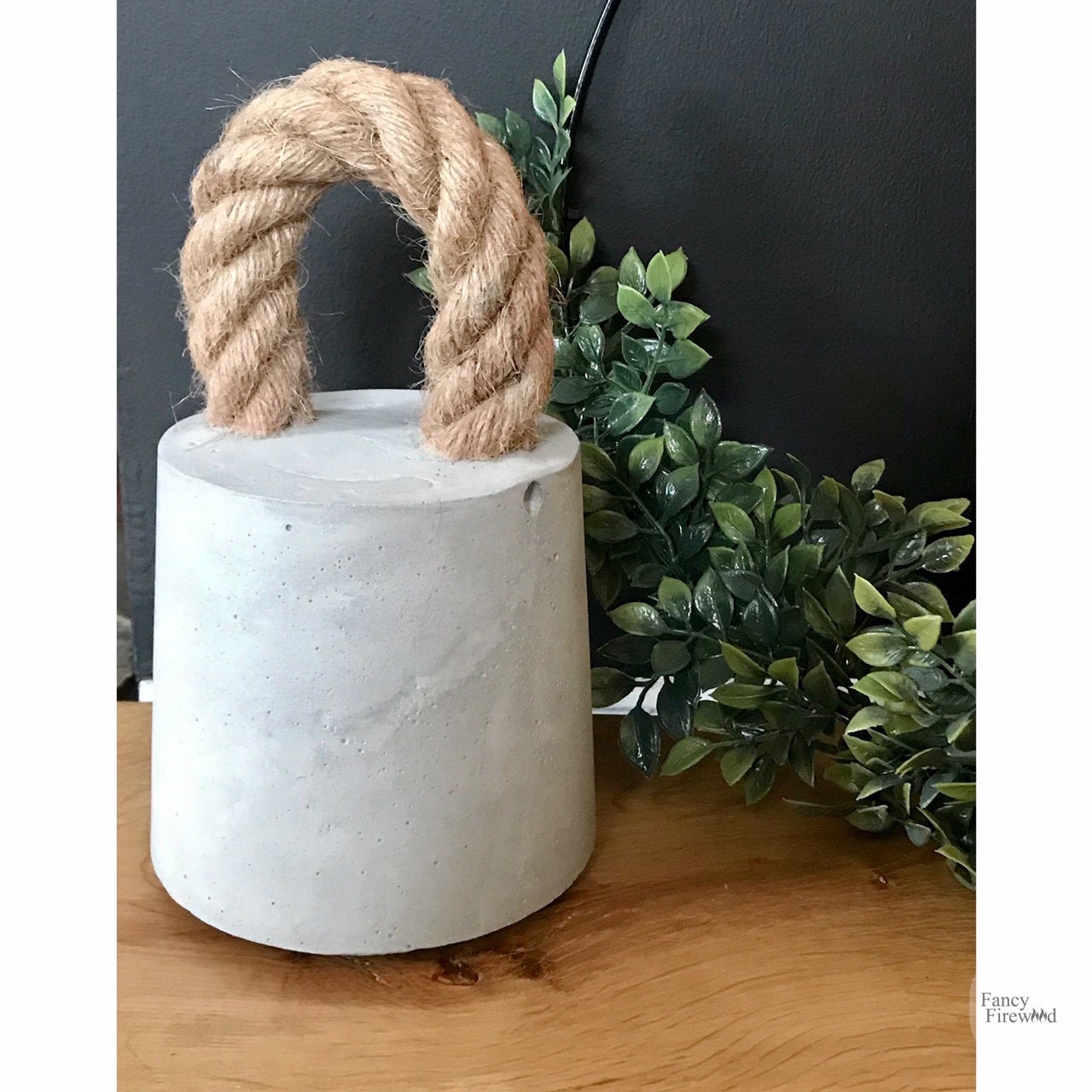 Industrial Concrete Door Stop With Chunky Rope Handle Etsy