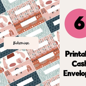 Bohemian Editable & Printable Cash Envelopes Set of 6, Cash Envelope Wallet, Cash Envelopes, Budget Envelopes, Filofax