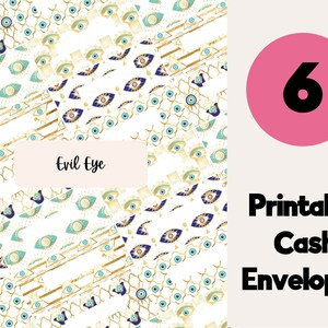 Evil Eye Editable & Printable Cash Envelopes Set of 6, Cash Envelope Wallet, Cash Envelopes, Budget Envelopes, Filofax