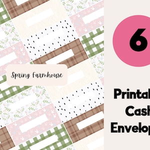 Spring Farmhouse Editable & Printable Cash Envelopes Set of 6, Cash Envelope Wallet, Cash Envelopes, Budget Envelopes, Filofax