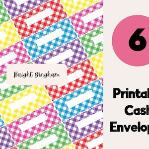 Bright Gingham Editable & Printable Cash Envelopes Set of 6, Cash Envelope Wallet, Cash Envelopes, Budget Envelopes, Filofax