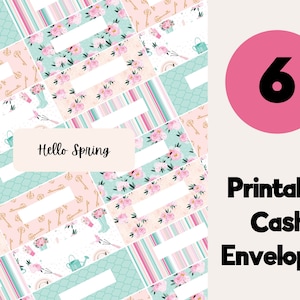 Hello Spring Editable & Druckbare Geldumschläge 6er Set, Geldumschlag Brieftasche, Geldumschläge, Filofax