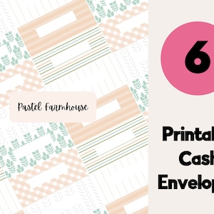 Pastel Farmhouse Editable & Printable Cash Envelopes Set of 6, Cash Envelope Wallet, Cash Envelopes, Budget Envelopes, Filofax