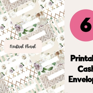 Neutral Floral Editable & Printable Cash Envelopes Set of 6, Cash Envelope Wallet, Cash Envelopes, Budget Envelopes, Filofax