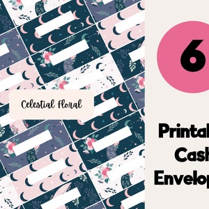 Celestial Floral Editable & Printable Cash Envelopes Set of 6, Cash Envelope Wallet, Cash Envelopes, Budget Envelopes, Filofax