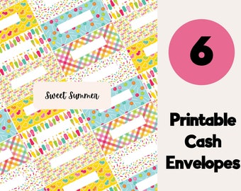 Sweet Summer Editable & Printable Cash Envelopes Set of 6, Cash Envelope Wallet, Cash Envelopes, Budget Envelopes, Filofax