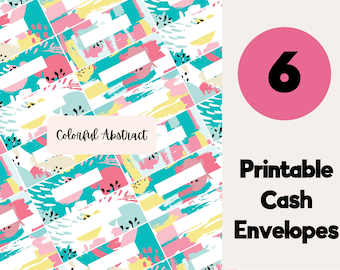 Colorful Abstract Editable & Printable Cash Envelopes Set of 6, Cash Envelope Wallet, Cash Envelopes, Budget Envelopes, Filofax